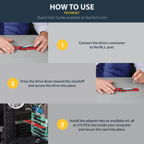 StarTech.com x4 PCI Express 3.0 to M.2 PCIe NVMe SSD Adapter StarTech.com x4 PCI Express 3.0 to M.2 PCIe NVMe SSD Adapter